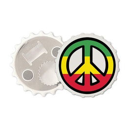 Peace Magnetic Bottle Cap Opener Fridge Magnet Rasta Flag one Love