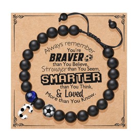 Aosyoisk Football Bracelet for Boys.Letter C Birthday Gift for Son Grandson.Lucky Gift Blue Natural Tiger Eye Stone Beads Bracelet 8mm (C)