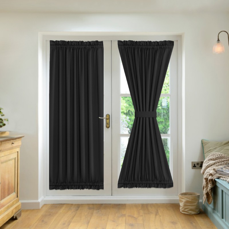 2 Panel French Door Curtains With Rod Pocket Tieback Indoor