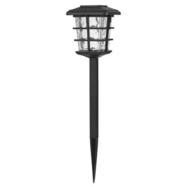 Patriot Lighting 2 Pack Black Solar Path Landscape Light Bright White LED Hammered Glass Shade