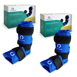 Foot and Ankle Gel Pack - Reusable Gel Ice Pack with Elastic Fastener - Cold Packs for Post-Surgery or Sport Injuries, Flexible Ice Packs - Foot Wrap and Ankle Ice Pack Wrap Compression - 2 Packs Blue