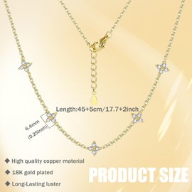 sawyofu 18K Gold Plated Necklaces For Women Gold Cubic Zirconia Choker Flower Necklace Jewellery Gifts for Her