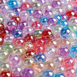 1000Pcs Round Beads, Acrylic Coloured Beads, Bead for Jewellery Making Glitter Multi Colors Mixed Bead Suitable for DIY Art Bracelet Necklace Jewellery