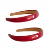 2Pcs Red Leather Headbands Retro Patent Leather Wide Sponge Head