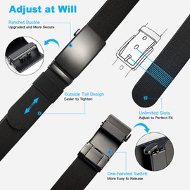 DOOPAI Nylon Ratchet Belt For Mens Stretch Golf Belt Elastic Belt Mens 2 Pack, Adjustable Trim to Fit