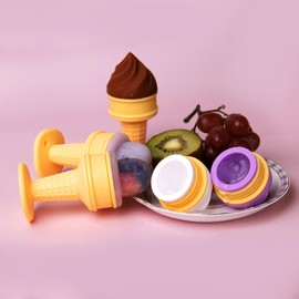 Smily Mia Baby Fruit Food Feeder & Freezer Teether Combo, ICY Bite Ice Cream Teether for Baby Cooling Relief, BPA Free Silicone Feeder for Safe Infant Self Feeding,3 Month+,Choclate Brown