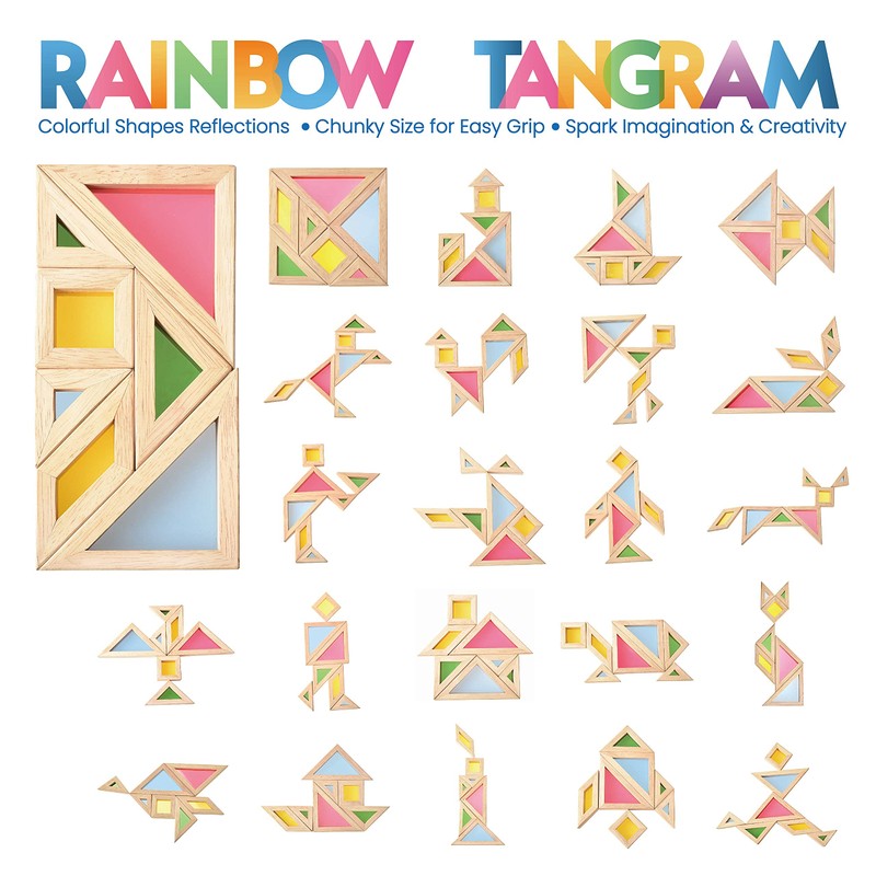 BOHS Translucent Tangram with Activity Cards - 1 Inch Thickness