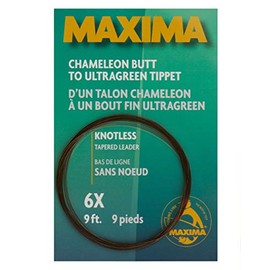 Maxima Fishing Line 9-Feet Knotless Tapered Leaders, Brown and Green, 6X