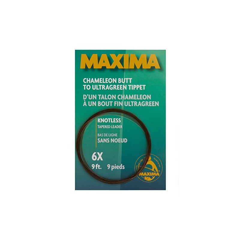 Maxima Fishing Line 9-Feet Knotless Tapered Leaders, Brown and Green,