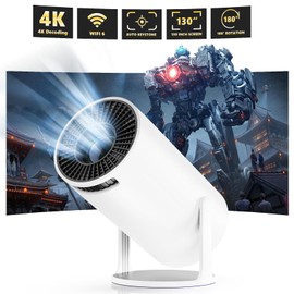 Portable 4K Mini Projector with Android 11，Smart Projector 5G WiFi6 BT 5.0 Lightweight for Outdoor 180 Degree Movie Proyectores PHONE/TV STICK/LAPTOP-Fitting Home Theater,Gaming,and Presentation