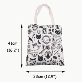 JXGZSO Witchcraft Themed Gift Witchy Tote Bag Pagan Wiccan Gift Witch Handbag Witch Stuff Tarot Cards Crystals Shoulder Bag, Witchy Tote Bag, Large