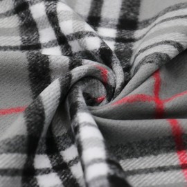 RonFoxi Plaid Scarf for Men - Warm Winter Grey Tartan Scarves Wraps Checkered Scarf with Fringe for Women (Grey Plaid)