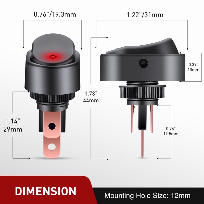 Nilight 5PCS LED Lighted Rocker Switch 12V Illuminated ON Off