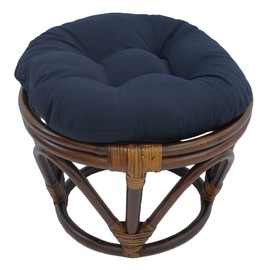 Blazing Needles Solid Twill Round Footstool Cushion, 18", Navy