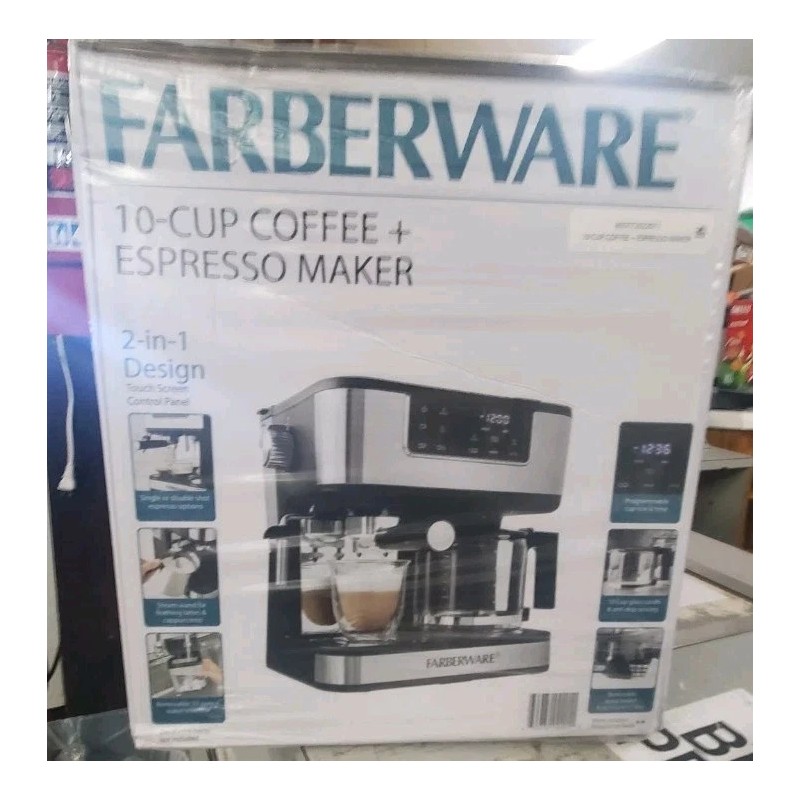 FARBERWARE DUAL BREW 10 CUP COFFEE + ESPRESSO MAKER TOUCHSCREEN