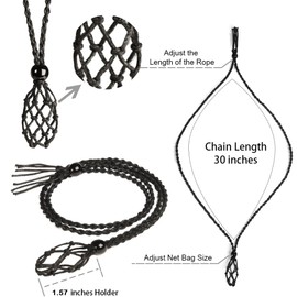 LERSUSI 4 PCS Crystal Cage Necklace With Adjustable Length Cord - Empty Stone Pendant Holder - Hand-Woven Replacement (Style 12)