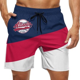 Men's Baseball Beach Shorts Casual Surf Swim Trunks Beachwear Fans Summer Quick Dry Board Shorts Pants Gifts with Pockets Medium