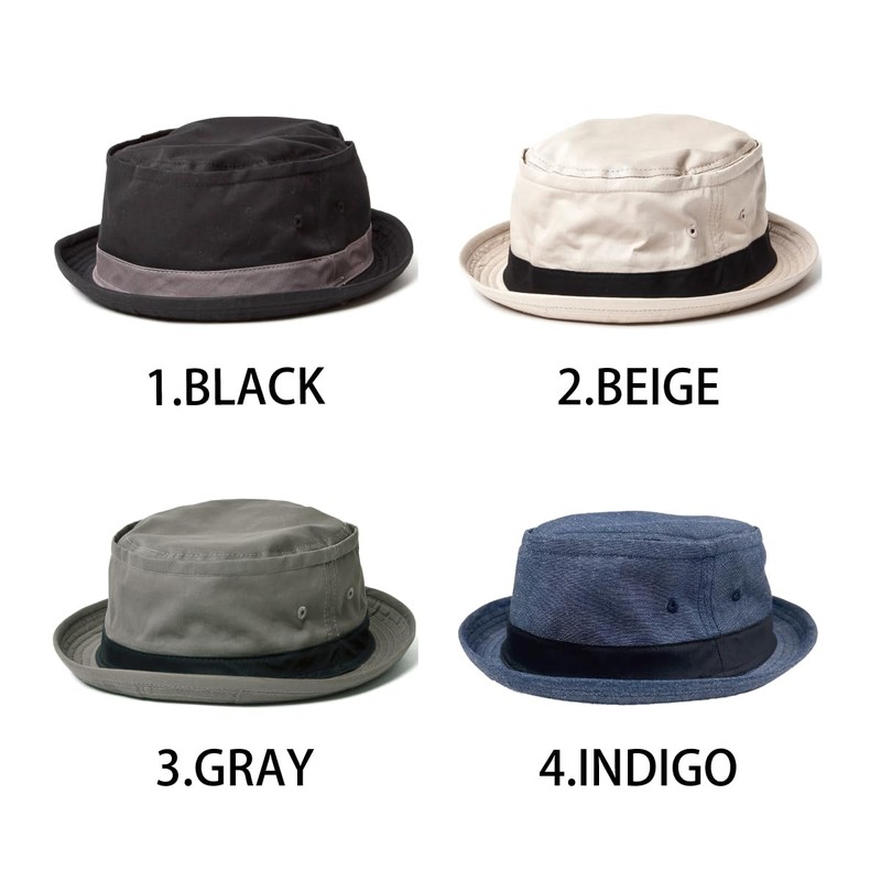 Basic Ench Cotton Terrapinch Pork Pie Hat, Large Size, Shallow,