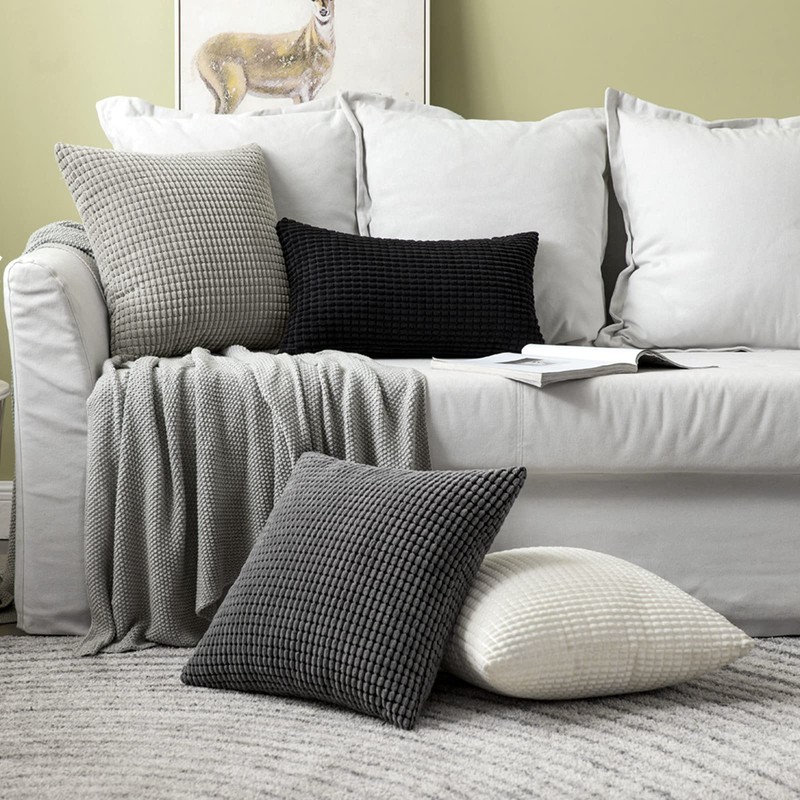 MIULEE Set of 2 Decorative Corduroy Grey Cushion Covers 18x18