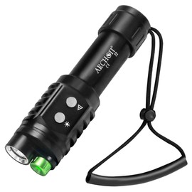 ARCHON J2 Diving Flashlight, 2-in-1 Scuba Dive Light with 1200 Lumens White Spotlight，1500 Meters Green Beam, Underwater 100 Meters Waterproof, Dual-Button Switch
