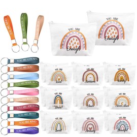 Inspirational Appreciation Gifts for Women Employee 20 Canvas Makeup Bags 20 Keychain Christian Cosmetic Bag for Coworker Medical Volunteer Teacher