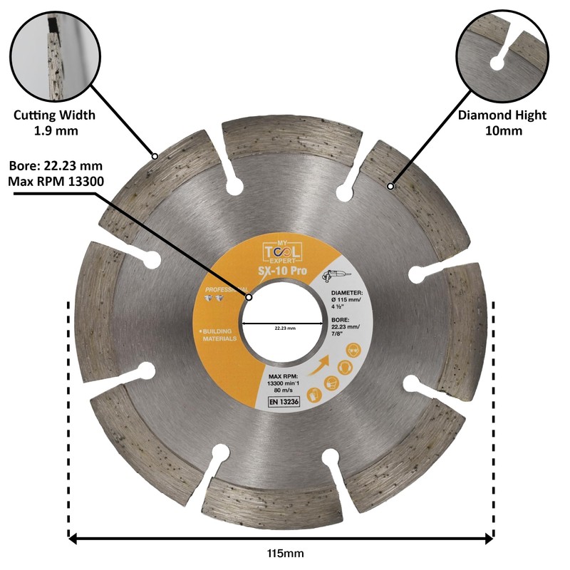 115mm Universal Segmented Diamond Blade For Angle Grinder, SX-10 PRO