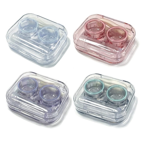 Howinn 4 Pack Flip Top Clear Contact Lens Case Travel