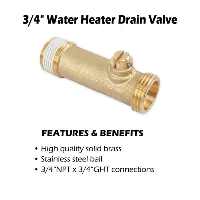 HYDRO MASTER 3/4" MIP x MHT Brass Water Heater Drain