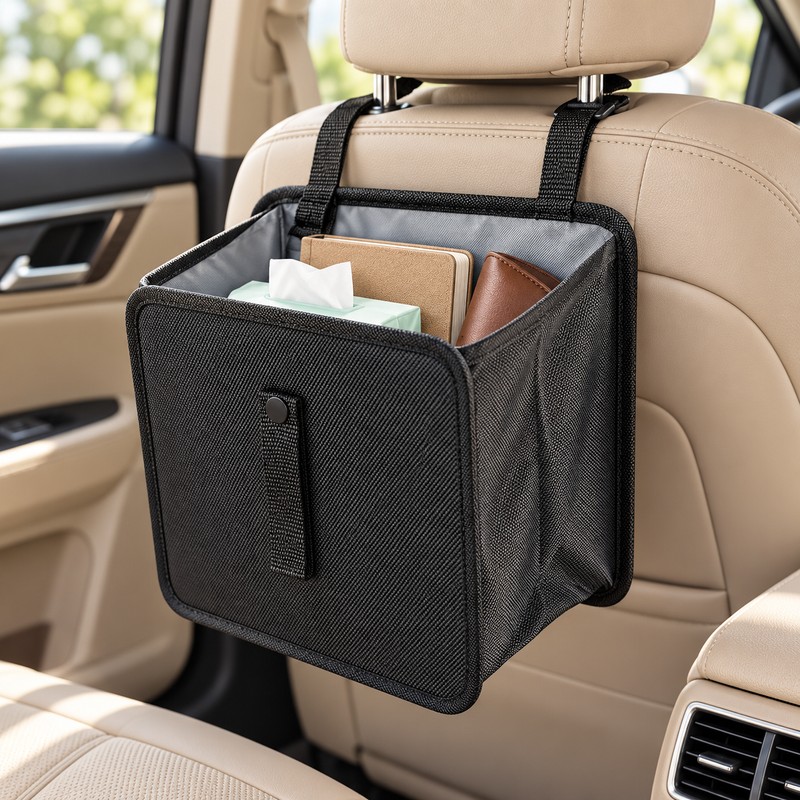 1pc Durable polyester fiber car trash can - Multi-functional folding