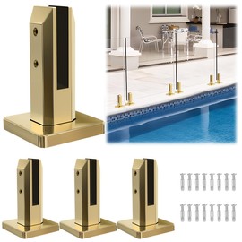LukLoy Glass Railing Spigot 960g Heavy Duty 304 Stainless Steel Pool Fence Spigot Garden Balustrade Railing Handrail Balcony Stair Gold Clamp for 5/16"-1/2" Glass(Gold, 4 Pack)