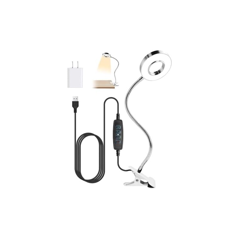 ALIMOTA Lupa con Luz LED 5X, Pinza y Brazo Ajustable