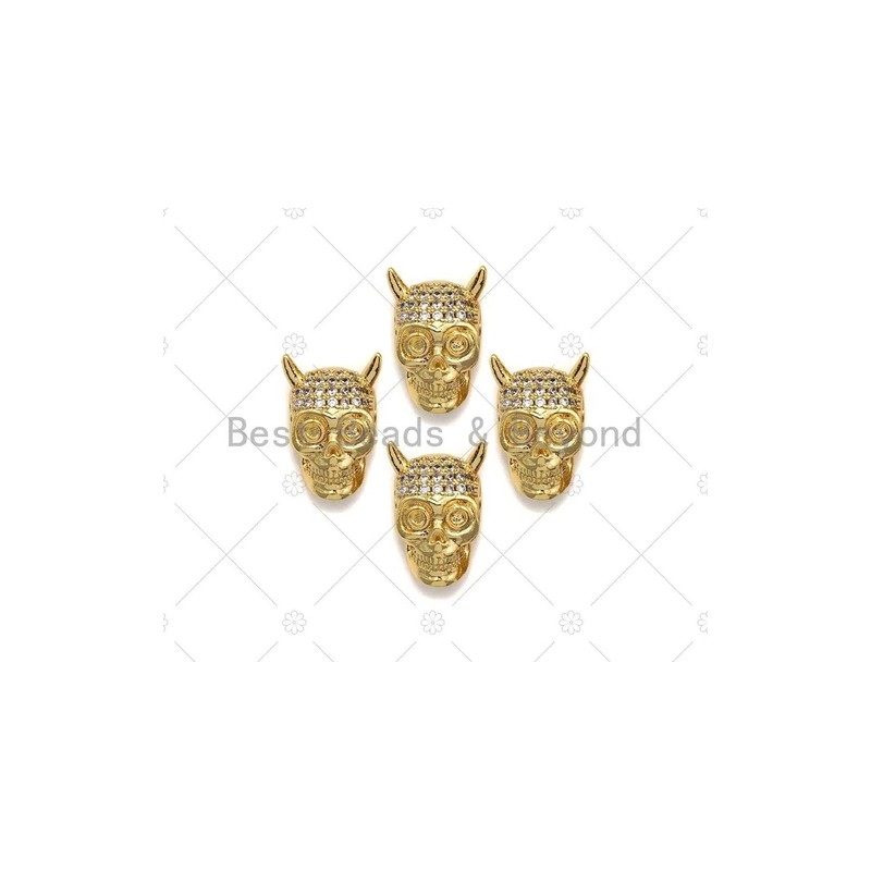 CZ Micro Pave Skull Spacer Beads, Micro Pave Cubic ZirconiaBeads,