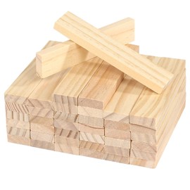 Wooden Blocks for Building, Pack of 40, Natural Coloured Building Blocks, Wooden Blocks for Crafts, 100 x 20 x 7 mm, Wooden Blocks, Wooden Strip, Wooden Sticks, Craft Wood