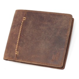 STARHIDE Mens RFID Blocking Small Bifold Distressed Hunter Leather Wallet 1050 Brown