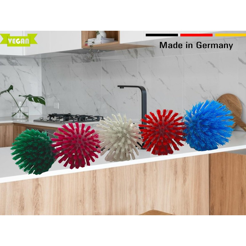 2 x Pot Brushes Small Colourful with Dishwasher Dispensing System
