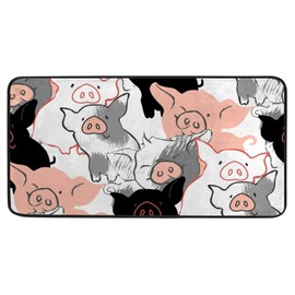 Hapuxt Long Kitchen Rugs Colorful Pig Area Rug Floor Comfort Mats Non Slip Anti-Fatigue Absorbent Washable Polyester Mat for Laundary Farmhouse Kitchen 39x20 Inch