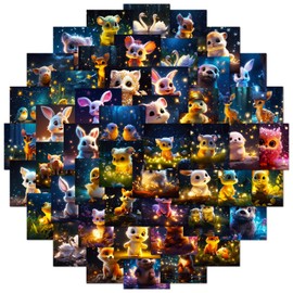 50PCS Cute Animal Stickers with Starry Sky, Waterproof Vinyl Decals for DIY Crafts Home Decor School Projects Easy-to-Apply Vibrant Decor for Decorating Walls Bags Phones