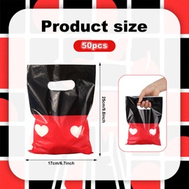 50pcs Red and Black Gift Bags, Cartoon Animation Themed Party Favors Bags Cute Candy Treats Goodie Bag Perfect for Kids Birthday Party Decorations Supplies