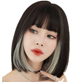 Premium Line Wig, Inner Color Line, Women's Wig, Wig Bob, Facial Effect, M Grande, Black Blue
