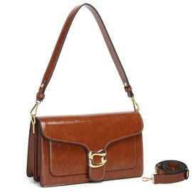 Travistar Small Crossbody Bags for Women - Vintage Leather Purses for Women Cross Body Purse Trendy Fall Shoulder Bag Elegant Satchel Handbags Designer Evening Bag Clutch Purses with 2 Straps Brown