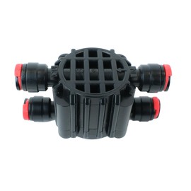 ASV-204E-ALC Automatic Shutoff Valve for RO Systems, 1/4" Quick-Connect, Includes 4 Red Clips for Water & Drain Line Locking – Compatible with Most Reverse Osmosis Systems