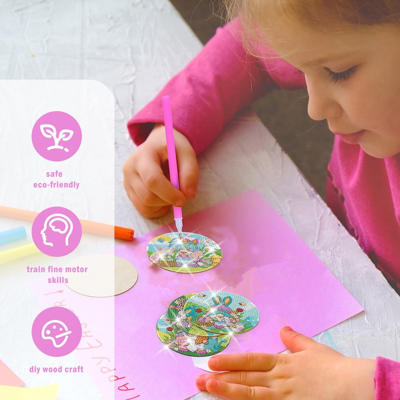INCOK Easter Diamond Painting Coasters - 8 PCS DIY Gnome