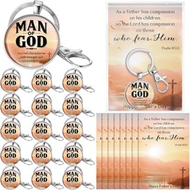 Aurelema 15 Sets Fathers Day Keychain Gifts for Church Man of God Christian Bible Verse Keychain for Men Dad Pastor