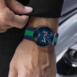 GTX13, GTX12 Smart Watches Band,Lamshaw 22mm Sport Breathable Nylon Woven Fabric Replacement Accessory Strap Compatible for GZC GTX13, GTX12, ENOMIR GTX12, Tensky GTX12, uaue T60, QXQ T60, QCOQ T60 Smart Watches (Blue&Green)