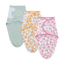 3Pcs Swaddle Blankets Swaddling Wrap for Baby,Swaddle Sleeping Bag Newborn Adjustable Breathable Soft Cotton (Cherry, Small)