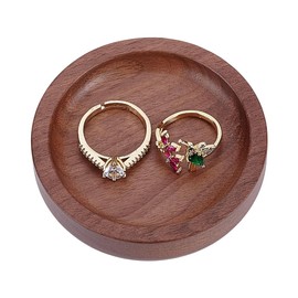 HOBBIESAY 1Pc Small Round Wood Ring Tray Camel Wedding Ring Holder Organizer Mini Jewelry Display Stands for Necklace Bracelet Display Wedding Party Decor