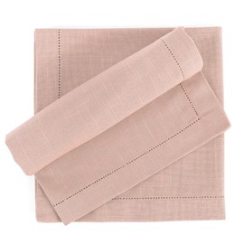 FINGERCRAFT Cloth Napkins, Hemstitched Napkins Cloth, 20 x 20 Inch Generous Picot Hem and Mitered Corner, Everyday Use Premium Quality Perfect for Parties Dinners Weddings Cocktail Set of 12 Pink