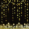 Gold Eid Mubarak Ramadan Decorations Hanging Star Moon Circle Dot Crescent Lamp Garland Streamer Backdrop Banner Decorations for Home Happy Ramadan Lesser Bairam Islam Muslim Wedding Birthday Party