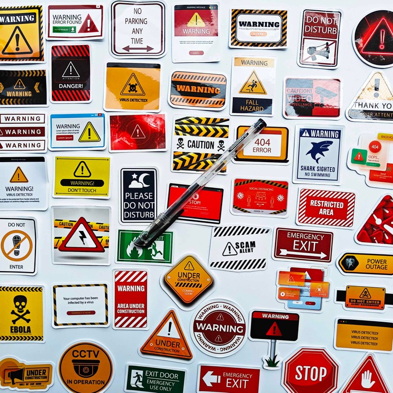 Funny Warning Sticker Stop Hazard Decals Prank Caution Stickers Crush