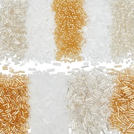 HOBBIESAY About 2700Pcs 3 Colors Glass Seed Beads 1-6mm Loose Spacer Tube Beads Mixed Golden and Silver Seed Beads Crafts Beads for DIY Bracelets Necklaces Jewelry Making Hole: 0.5-1mm